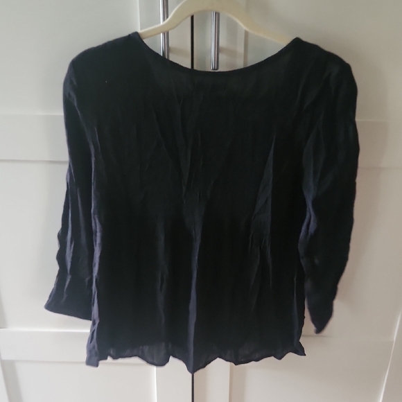 American Eagle Outfitters Sz Small Black Embroidered Blouse with Bib Collar NWT - Picture 5 of 5